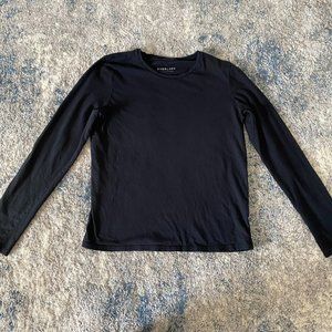Everlane Slim Cotton Long Sleeve Crew M Black